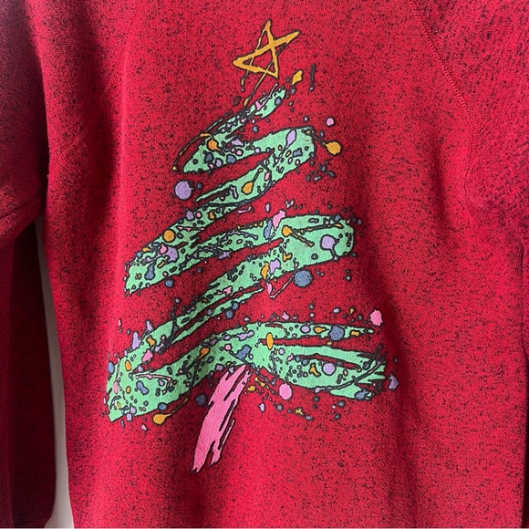 Vintage 80s 90s Christmas Tree Crewneck Sweatshirt Made in USA - Picture 2 of 10